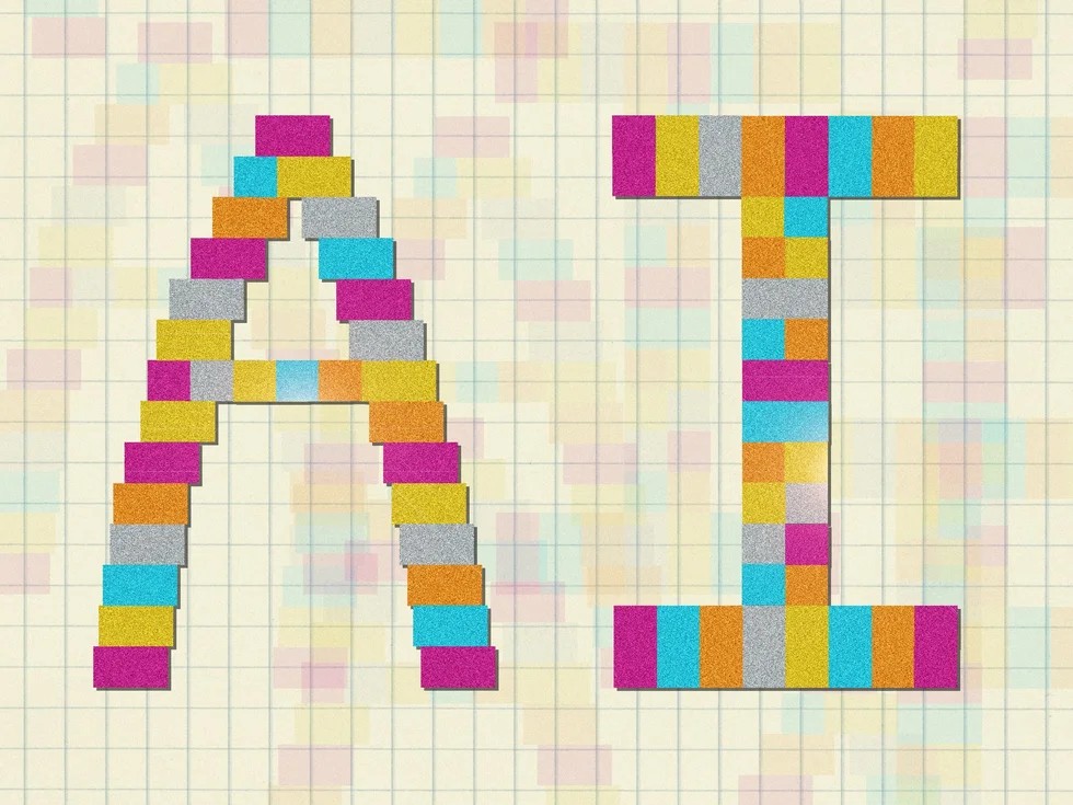 AI letters formed from graph paper squares representing the Stanford AI Index