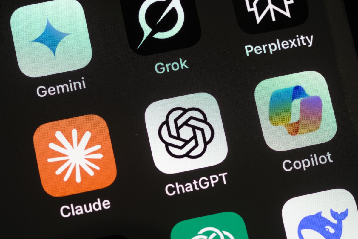 iPhone screen with AI app icons
